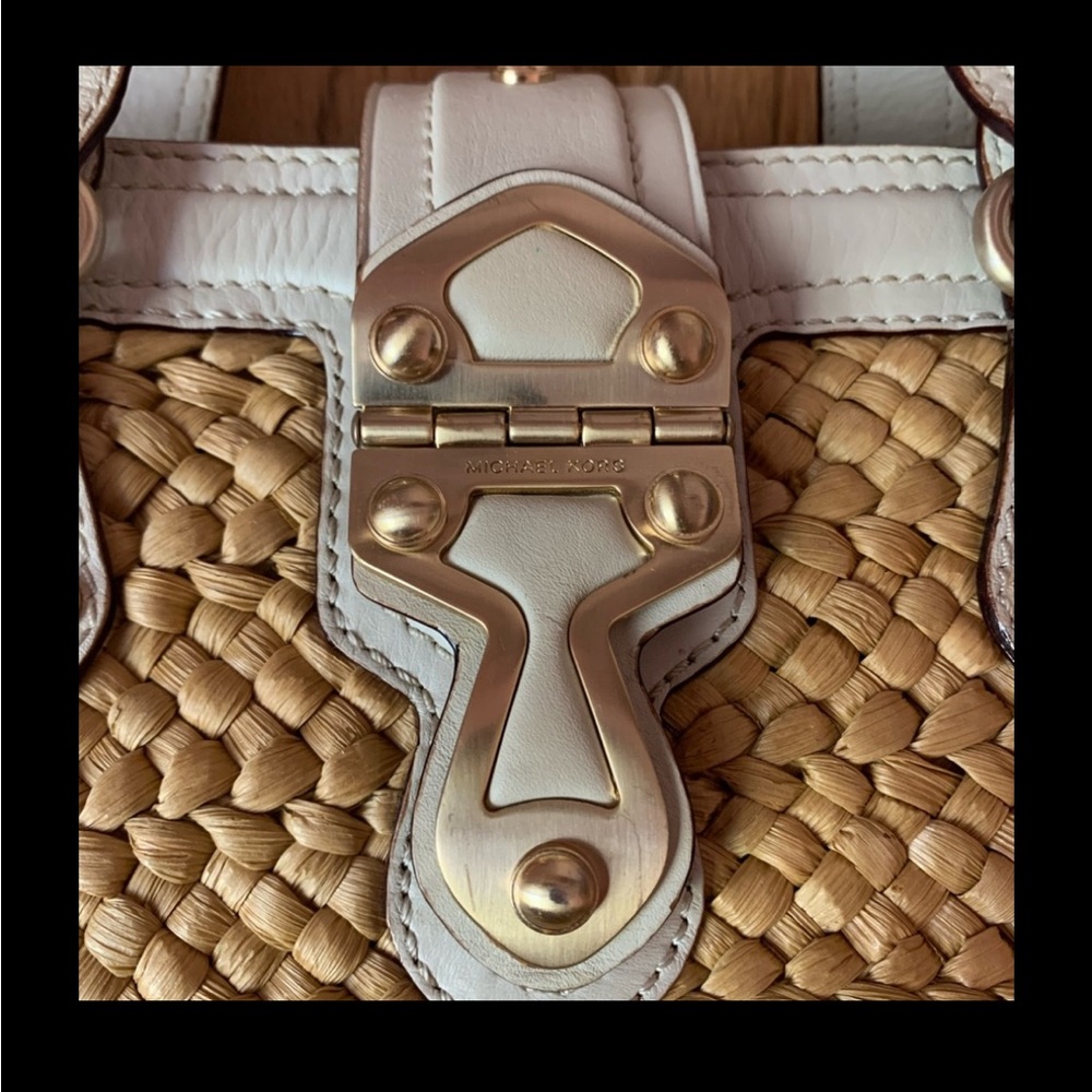 Vintage Michael Kors Straw & Leather Shoulder Bag – White - Picture 5 of 9